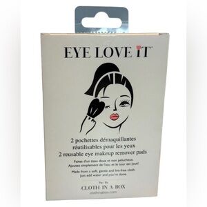 “Eye Love It” Reusable Makeup Remover Pads - 2 Soft Heart Shaped Cloth Pads NIB